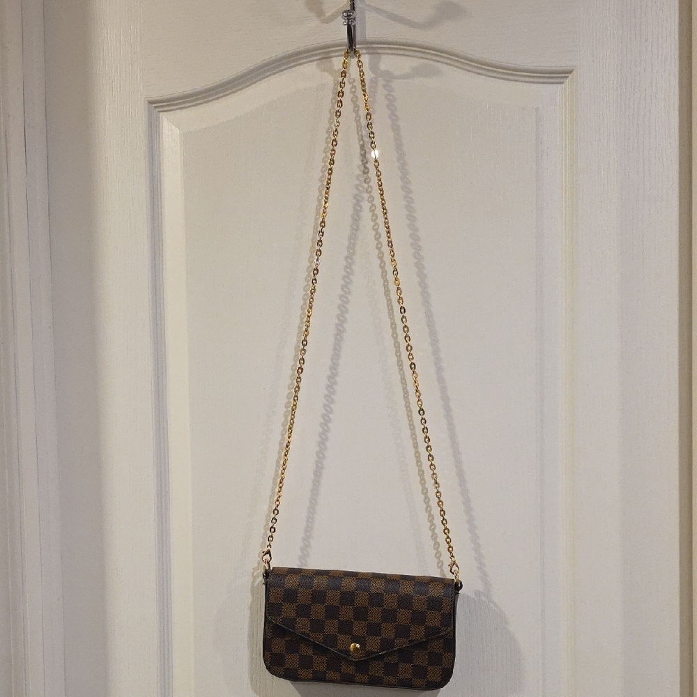 Elegant Brown Checkered Women's Bag